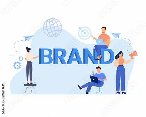Business team working on building brand Marketing and promotional campaign Brand awareness building.