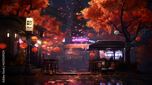autum with neon lights rtx halloween landscape picture