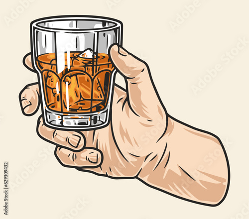 Hand with cognac colorful element