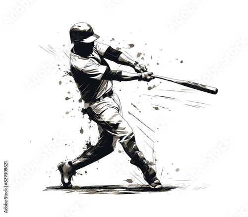 Hand drawn baseball player vector