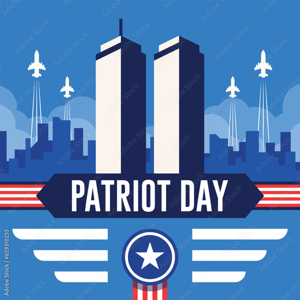 Obraz premium 9 11 patriot day flat background template