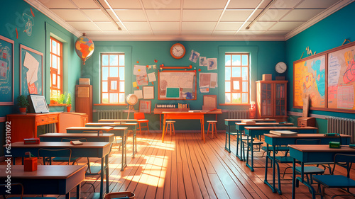 School background. Back to school. The theme of autumn and the beginning of the school year. High quality illustration © NeuroSky