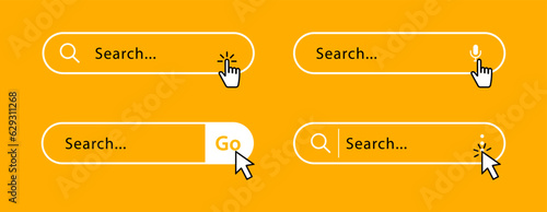 Search bar icon set. Search forms templates for websites and ui interface. Search address and navigation bar icon. Vector illustration.