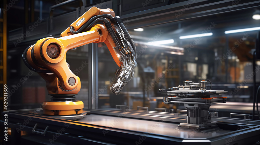 industry robotic with blurry background. AI generated industry robotic with blurry background. AI generated