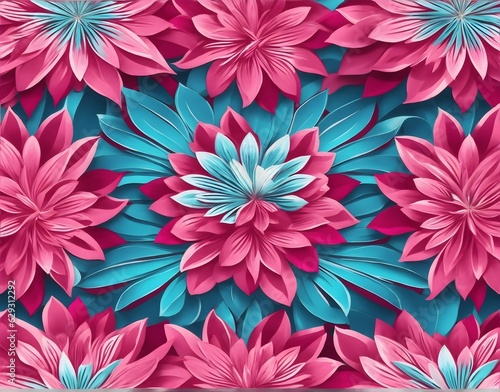 Beautiful pink and blue flowers unique seamless pattern background design  wallpaper  banner 