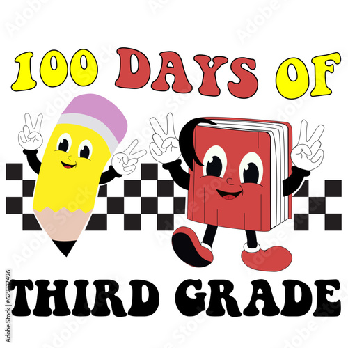 retro vintage 100 days of school, pre school, pre-k, first grade, second grade, third grade, fourth grade, fifth grade, sixth grade, vintage 100 days of school , teacher 100 days of school svg png 