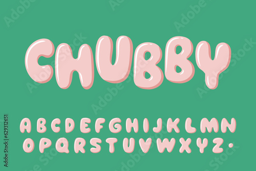 Alphabet Chubby Flower Pimk Cartoon vector