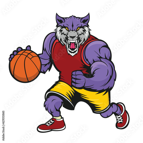 wolf basketball mascot vector art illustration design © rudy