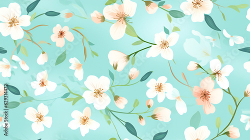seamless floral pattern, white blossom