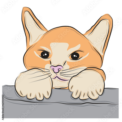 Illustration of a cute cat , vector illustration