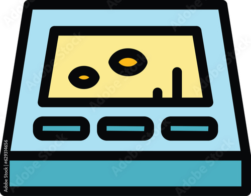 Ice fishing sonar icon outline vector. Winter fishing. Snow lake color flat