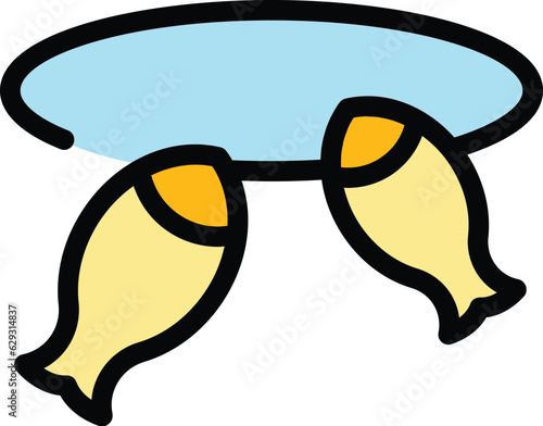 Fish under ice icon outline vector. Winter fishing. Ice hole color flat