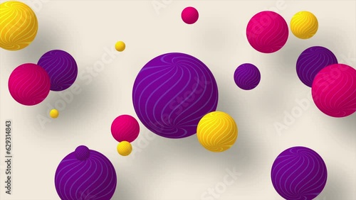 Looped flowing spheres motion graphics. Circle abstract Minimalist Background with Spheres