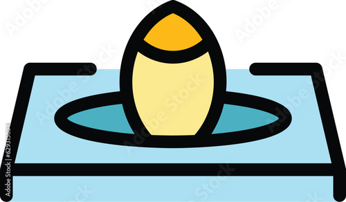 Catch winter fish icon outline vector. Ice fishing. Lake snow color flat