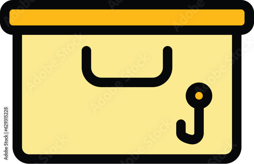 Ice fishing box icon outline vector. Winter fisherman. Winter lake color flat
