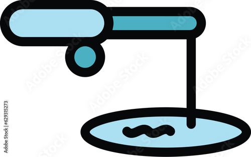 Ice fishing process icon outline vector. River fun. Frozen person color flat
