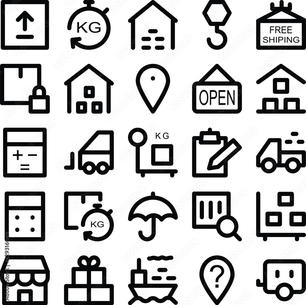 Bold Line Icons of Cargo
Bold Line Icons of Cargo
