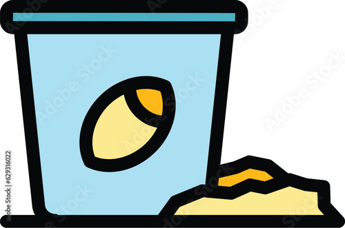 Ice fish bucket icon outline vector. Fishing hole. Frozen winter color flat