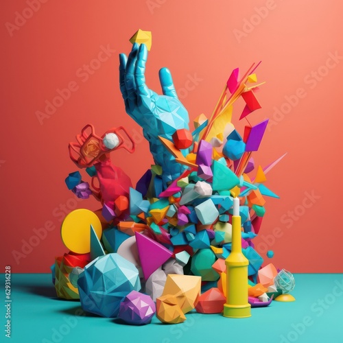 Colorful abstract sculpture. Contemporary art.