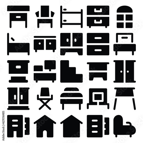 Pack of Furniture Bold Line Icons
