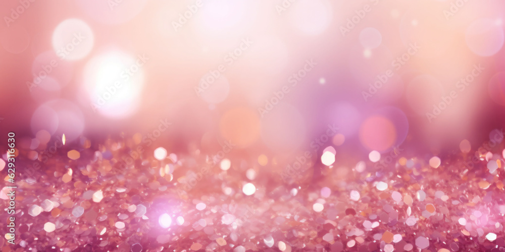 Bokeh background in pink in the style of confetti like dots. Glitter and diamond dust. AI generated Bokeh background in pink in the style of confetti like dots. Glitter and diamond dust. AI generated