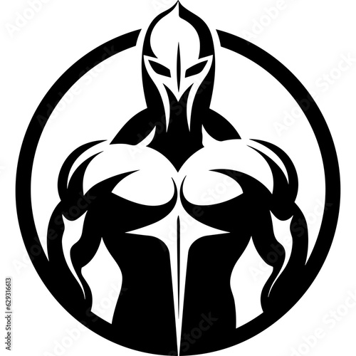 Muscular warrior gladiator wearing helmet logo