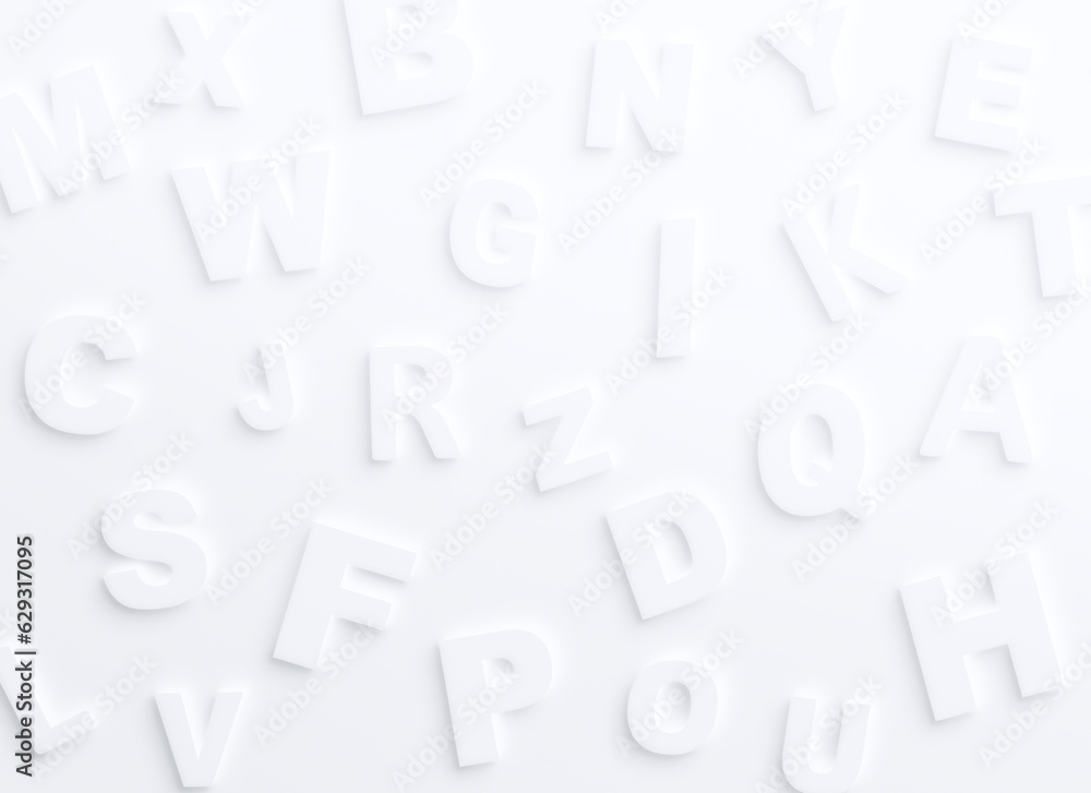 Clean white alphabet on white background with light and shadow or 3d effect. Abstract high resolution full frame background. Clean white alphabet on white background with light and shadow or 3d effect. Abstract high resolution full frame background.