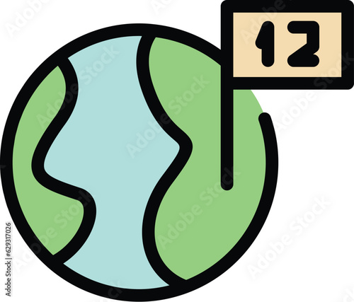 World time icon outline vector. Clock zone. Local global color flat
