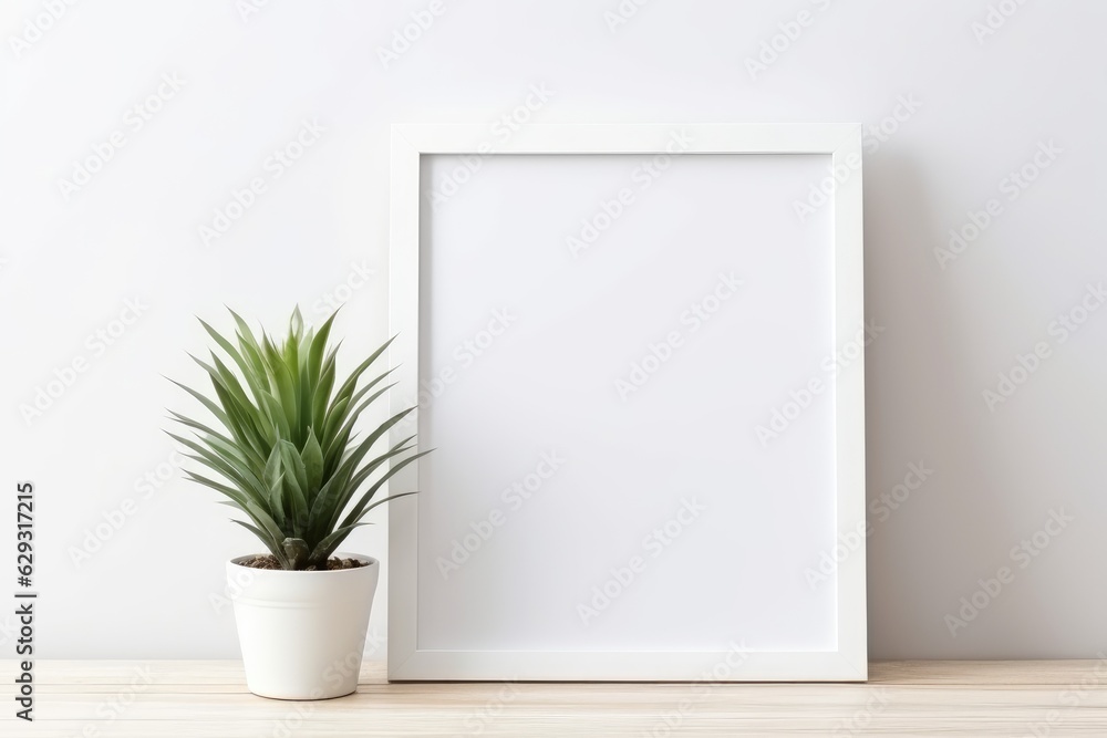 Blank picture frame mockup on wall in modern interior. Blank picture frame mockup on wall in modern interior.
