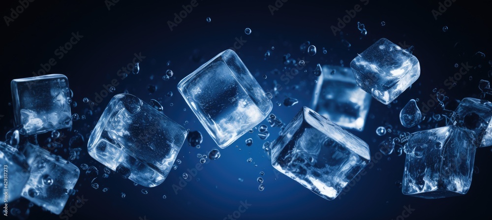 Ice cubes on a dark blue background. Ice cubes on a dark blue background.