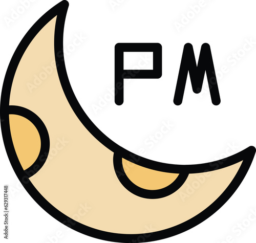 Night moon time icon outline vector. World zone. International map color flat