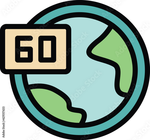 Africa timezone icon outline vector. World clock. Local time color flat