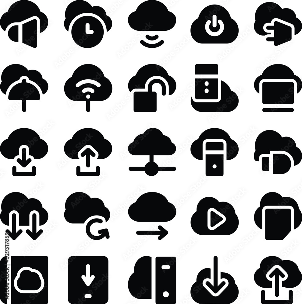 Set of Cloud Data Hosting Bold Line Icons
Set of Cloud Data Hosting Bold Line Icons