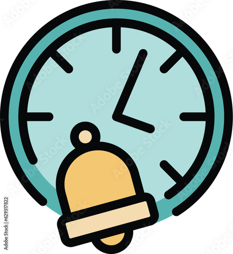 Alarm clock icon outline vector. Time zone. Global hour color flat