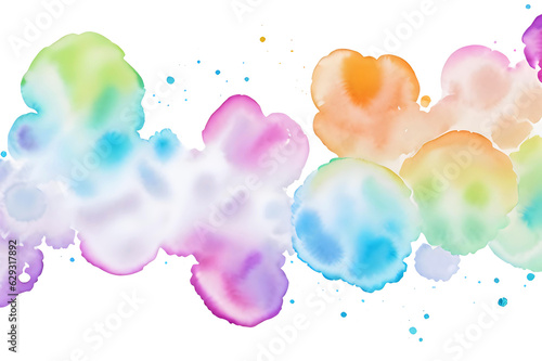 watercolor rainbow colored dot circles isolated on white background,