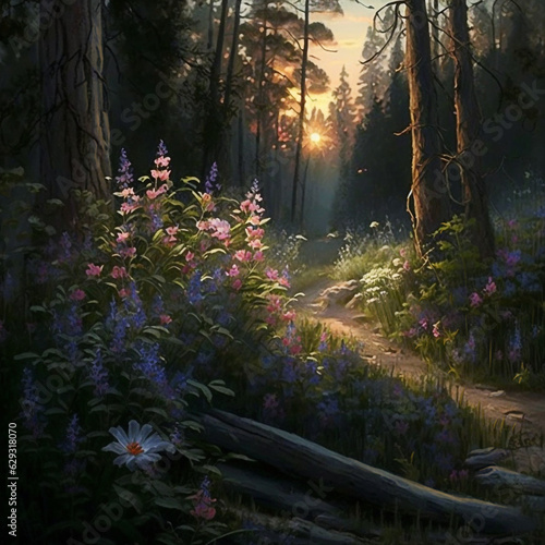 sunrise in the forest