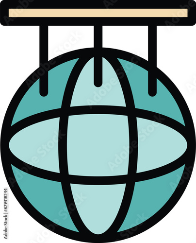 Different time zone icon outline vector. International map. World time color flat