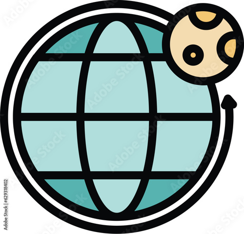 Country time zone icon outline vector. World map. Local hour color flat
