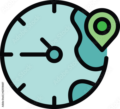 Australia time zone icon outline vector. World clock. International map color flat
