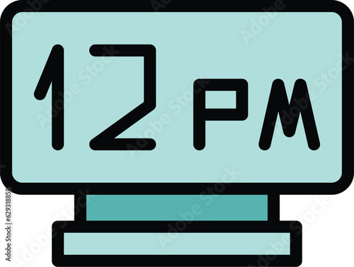 Local time icon outline vector. World zone. Map clock color flat
