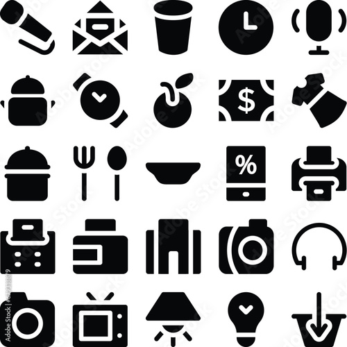 Bold Line Icons of Shopping and Purchase