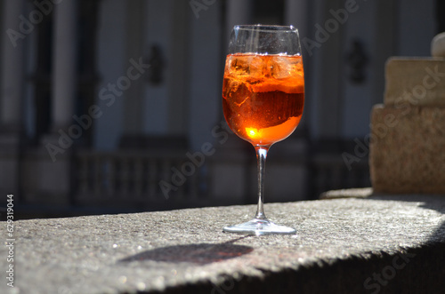 Aperol spritz in a wineglass
