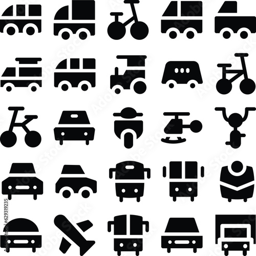 Set of Transport Bold Line Icons