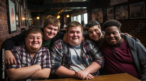 Obese Teenage Boys at Retaurant