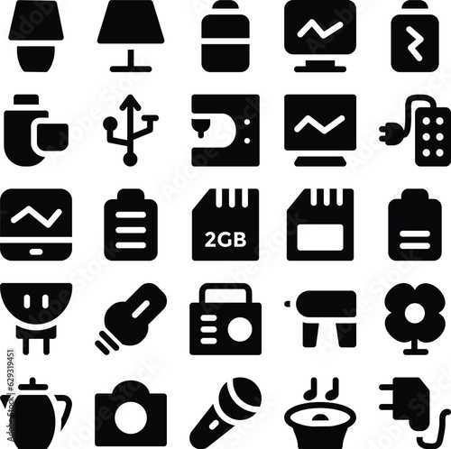 Set of Appliances and Devices Bold Line Icons

