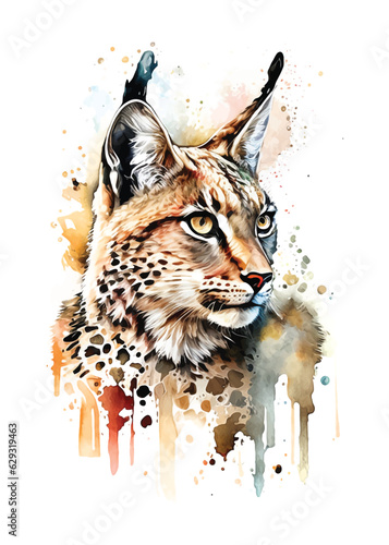 Lynx watercolor paint