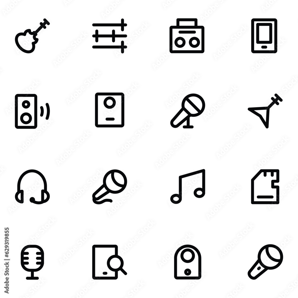 Bold Line Icons of Musical Hardware
Bold Line Icons of Musical Hardware