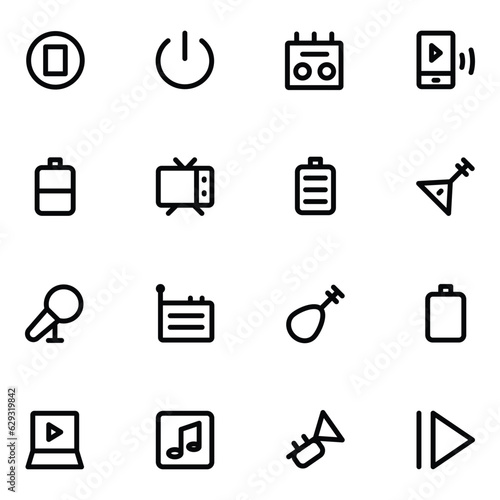 Bold Line Icons of Music and Media