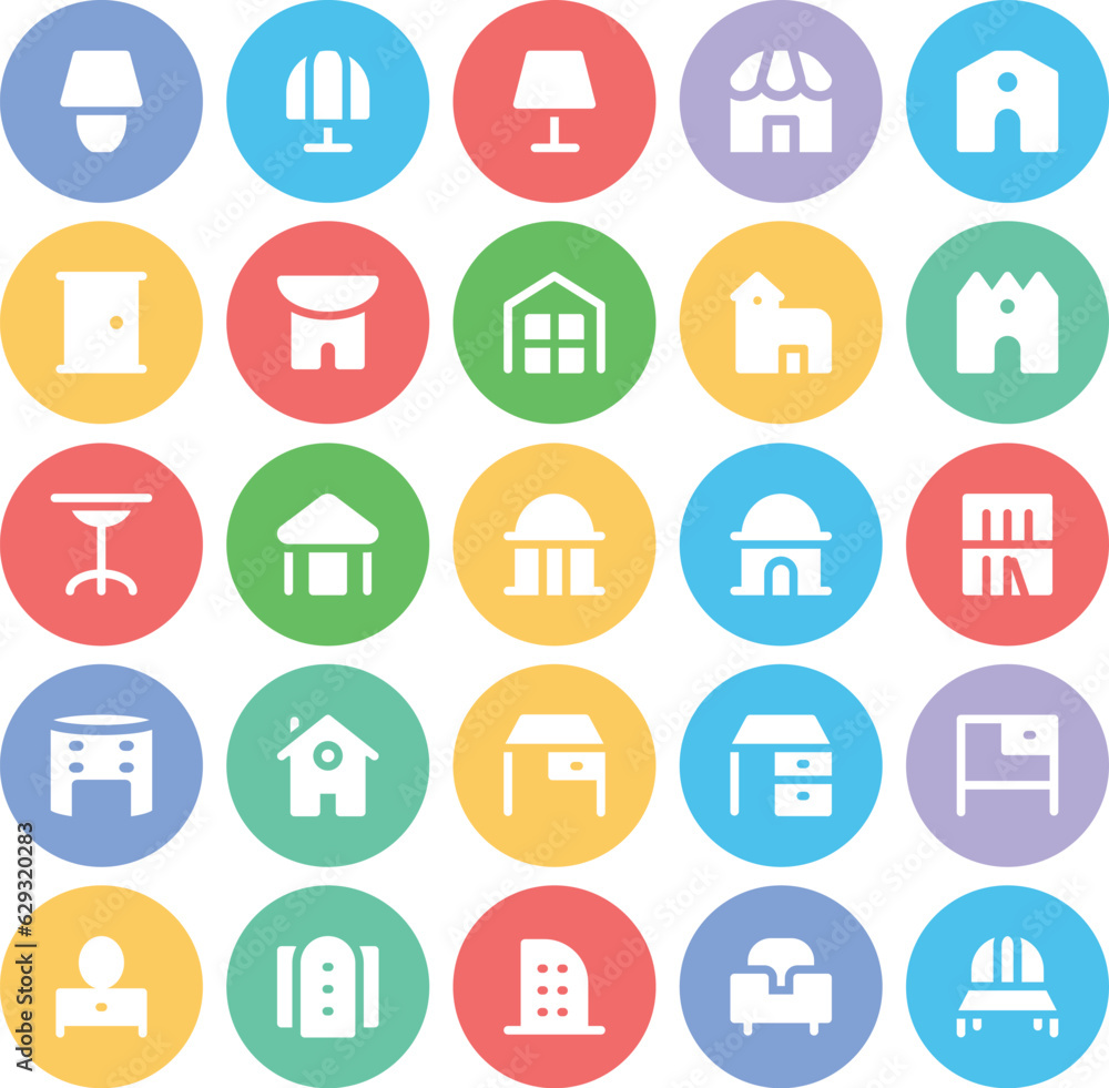 Bundle of Home Furniture Bold Line Icons

