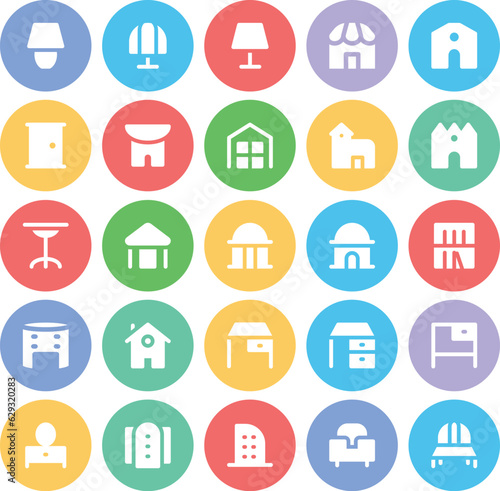 Bundle of Home Furniture Bold Line Icons